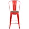 Flash Furniture High Red Metal Counter Height Stool with Back and Wood Seat, 24", PK4 4-CH-31320-24GB-RED-WD-GG - alternate 7
